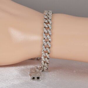 Fully Iced Moissanite Cuban Solid 925 Sterling Silver Bracelet 8mm Wide
